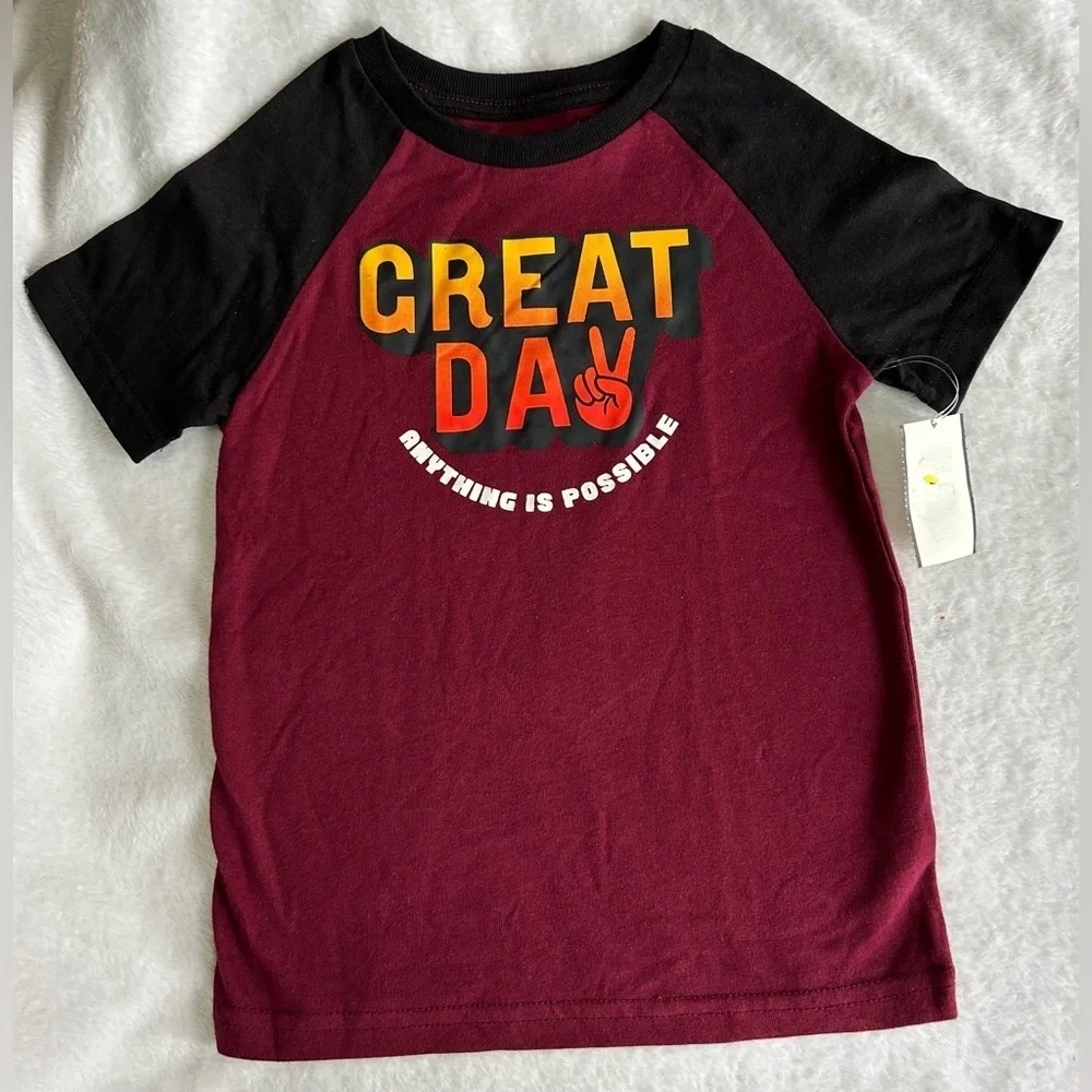 Granimals Burgundy/Black Raglan Boys Graphic Tee size 4 NWT